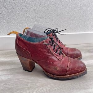 Pskaufman Bettye Muller Crosswalk Red Leather Heeled Oxford Shoes Boots